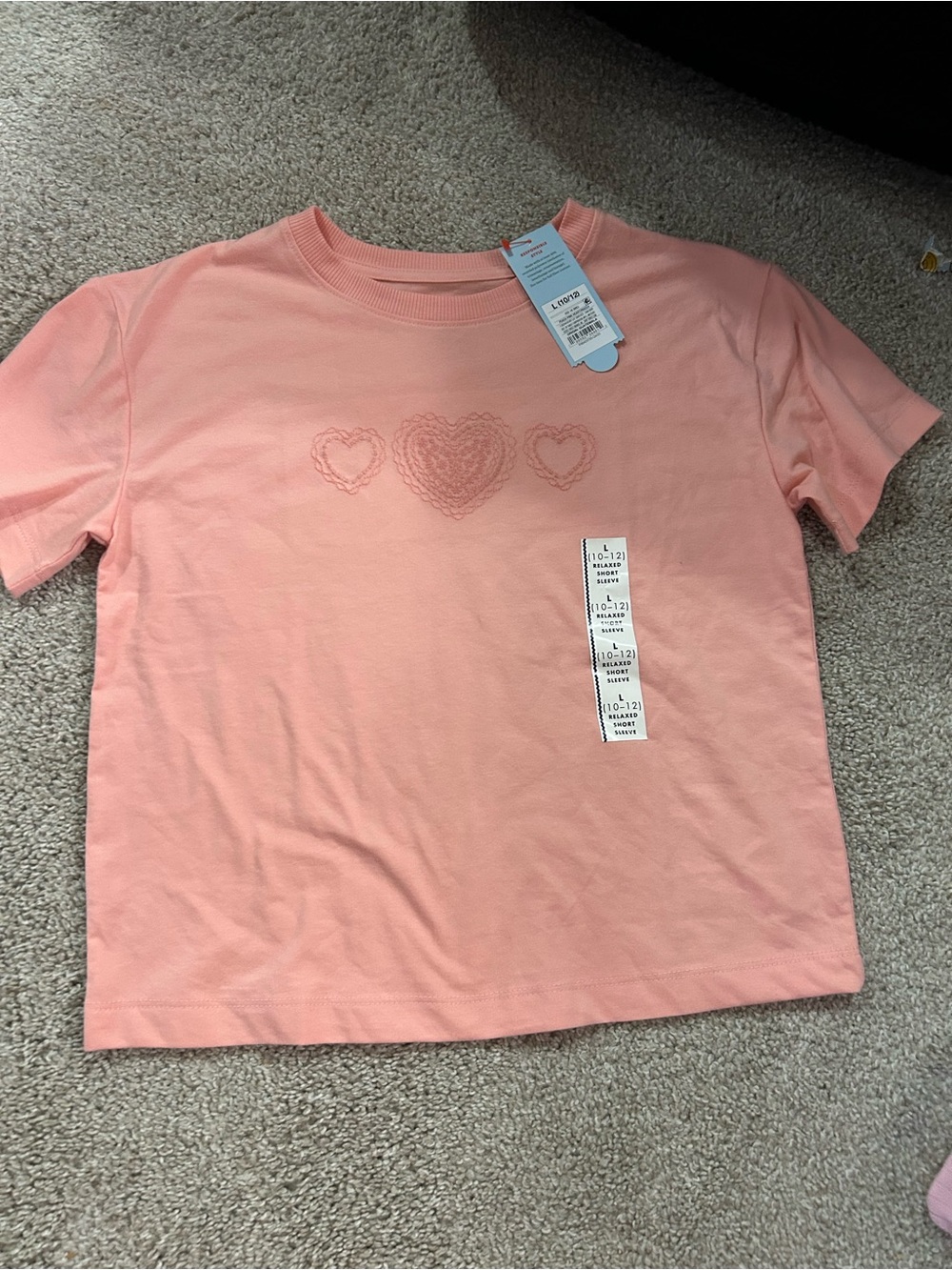 Cat & Jack Pink Relaxed Fit T-Shirt with Heart Detail NWT